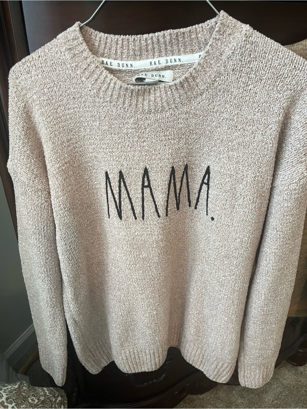 Rae Dunn Beige 'MAMA' Crewneck Sweater